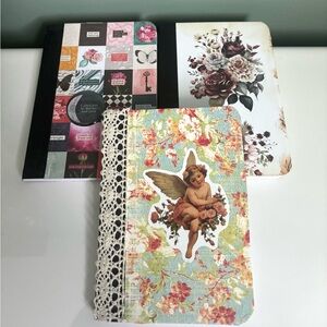 Floral and Angel Design Mini Altered Notebooks Set Of 3